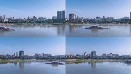 湖北省鄂州市观音阁水平移动航拍延时高清在线视频素材下载