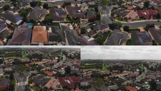 郊区的空中倾斜照片，露出一个湖高清在线视频素材下载