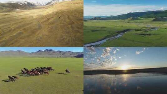 大气航拍蒙古和蒙古牧民高清在线视频素材下载