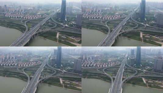 南昌朝阳大桥立交桥延时航拍高清在线视频素材下载
