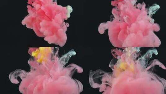 五颜六色的液体在水中混合高清在线视频素材下载