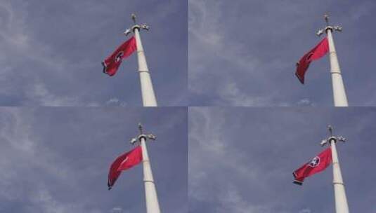 旗杆上的国旗慢镜头高清在线视频素材下载