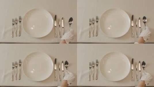 西餐厅餐具的特写镜头高清在线视频素材下载