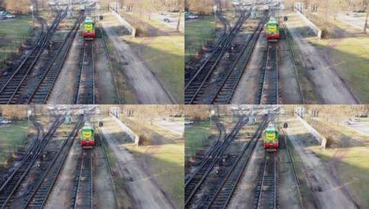 航拍货物列车高清在线视频素材下载