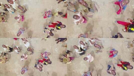 一群非洲儿童在地上跳舞高清在线视频素材下载