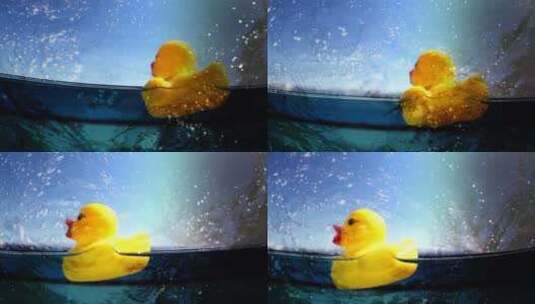 在水下拍摄塑料鸭漂浮在水面上高清在线视频素材下载
