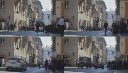 延时拍摄罗马繁忙的街道高清在线视频素材下载