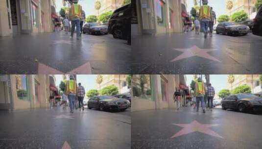 走在好莱坞星光大道上的人高清在线视频素材下载