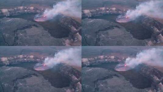 航拍火山喷发产生的岩浆高清在线视频素材下载