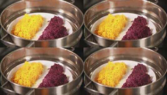 削皮紫薯擦丝蒸紫薯南瓜泥高清在线视频素材下载