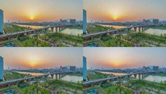 广西贵港西江大桥日落延时高清在线视频素材下载