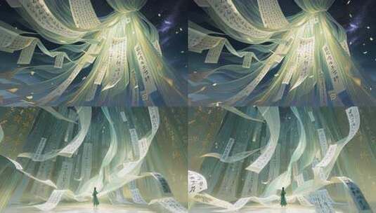 4k纱幔书法毛笔字高清在线视频素材下载