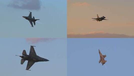 4K超稳：希腊空军F-16战斗机高清在线视频素材下载