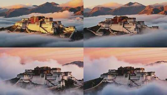 云端上的布达拉宫全景高清在线视频素材下载
