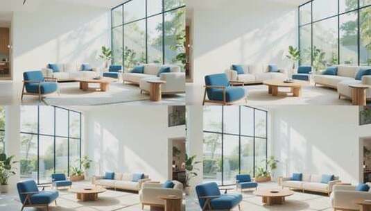 现代简约风格客厅室内场景高清在线视频素材下载