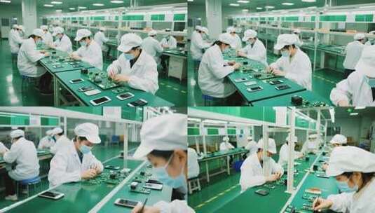 工人在工厂组装电子产品高清在线视频素材下载