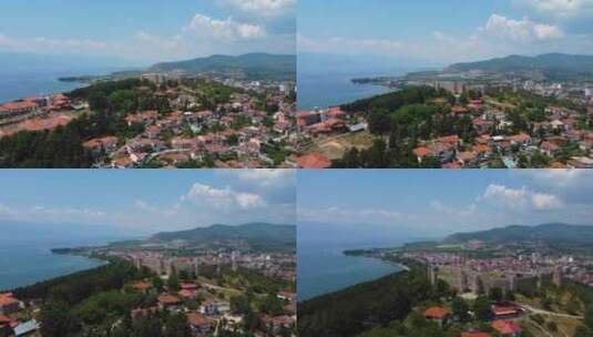 航拍风景优美的沿海小镇高清在线视频素材下载