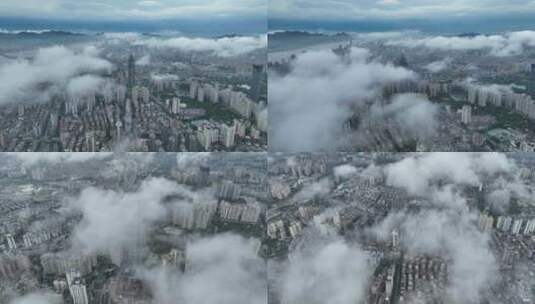 温州清晨平流雾航拍高清在线视频素材下载