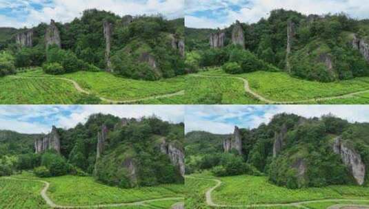 航拍浙江丽水旅游缙云仙都景区五老峰高清在线视频素材下载