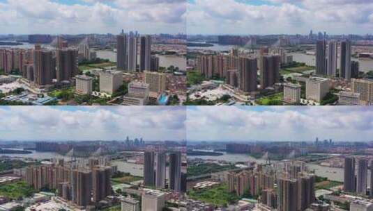 广州番禺大桥蓝天航拍-8高清在线视频素材下载