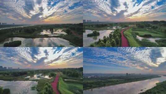 渭河生态景观区高清在线视频素材下载