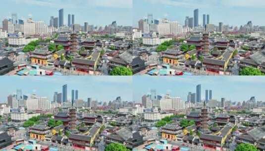 无锡南禅寺妙光塔俯视大场景城市风光航拍高清在线视频素材下载