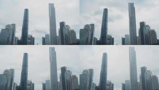 4K珠江新城花城汇东塔西塔阴雨天台风天高清在线视频素材下载