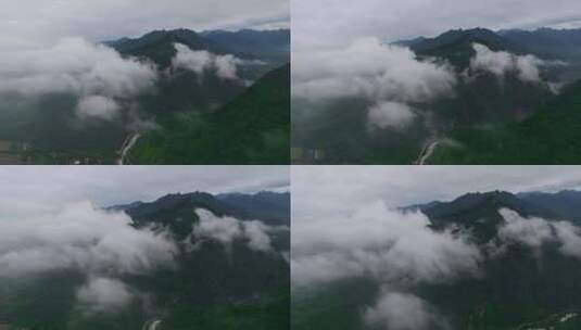航拍秦岭山脉森林云雾风光高清在线视频素材下载