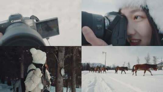 女孩雪景旅行自驾vlog素材高清在线视频素材下载