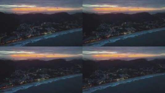 航拍泰国普吉岛卡伦海滩地区城镇日出风光高清在线视频素材下载
