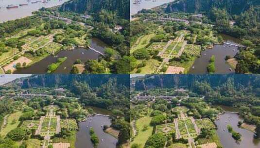 广州南沙蒲洲花园景观延时摄影航拍4k高清在线视频素材下载