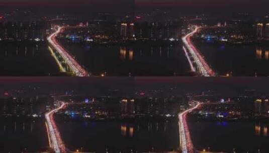 湖南长沙湘府路大桥交通车流实拍航拍视频高清在线视频素材下载