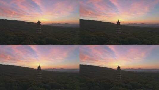 灵谷寺 中山陵风景区 南京秋天 灵谷寺朝霞高清在线视频素材下载