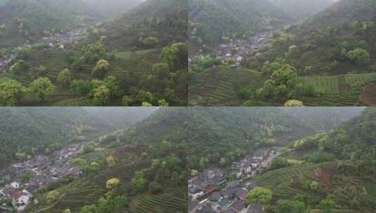 浙江省杭州市西湖风景区梅家坞茶文化村航拍高清在线视频素材下载