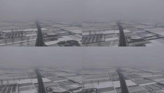 航拍城市雪景 石家庄 交通高清在线视频素材下载