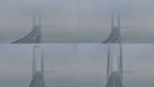 深中通道大雾天航拍高清在线视频素材下载