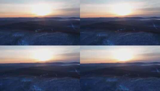 大兴安岭冬季雪色山林黎明风景高清在线视频素材下载