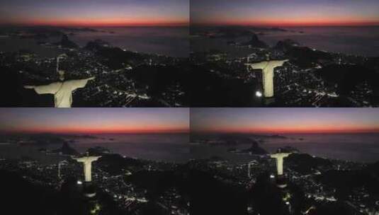 日出在基督救世主雕像在里约热内卢巴西。高清在线视频素材下载