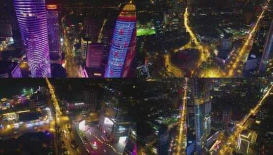 南京市玄武区城市夜景航拍延时高清在线视频素材下载