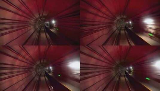 快速行驶的地铁穿梭在隧道内犹如时空穿越高清在线视频素材下载