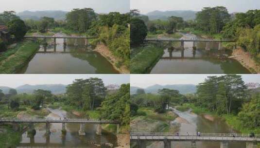 中国农村河流旧石桥高清在线视频素材下载