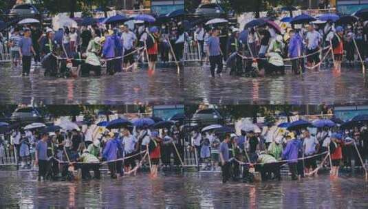 升格城市暴雨内涝下班高峰高清在线视频素材下载