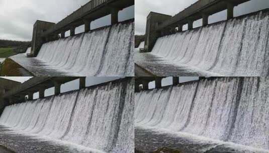 安格尔西水库朗格夫尼大坝混凝土闸门浇筑慢高清在线视频素材下载