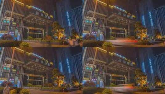 佛山恒福国际商业中心写字楼 夜晚延时高清在线视频素材下载