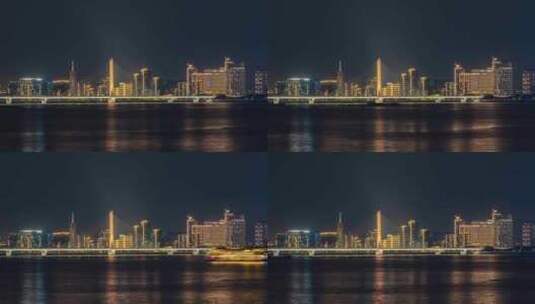 杭州_西兴大桥夜景延时高清在线视频素材下载