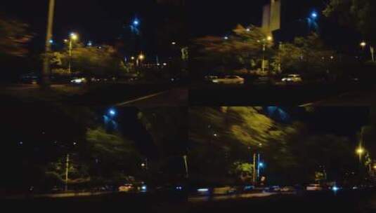 夜晚马路路灯汽车窗外的风景视频素材高清在线视频素材下载
