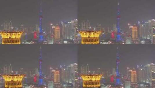 航拍上海  繁华夜景高清在线视频素材下载
