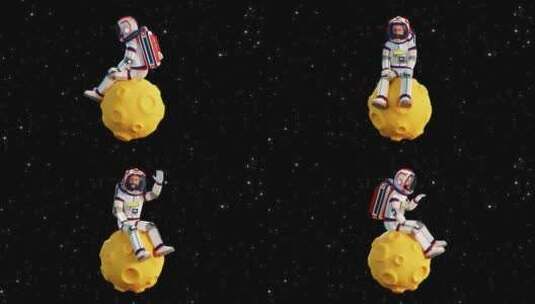 穿着宇航服的宇航员在旋转的月球上高清在线视频素材下载