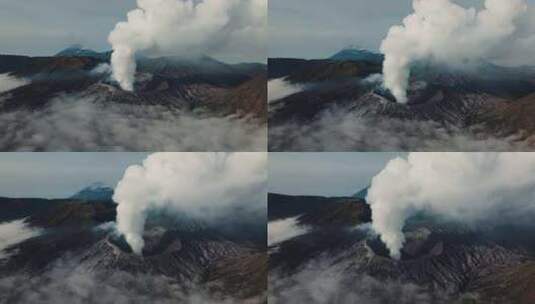 航拍Bromo火山云海高清在线视频素材下载