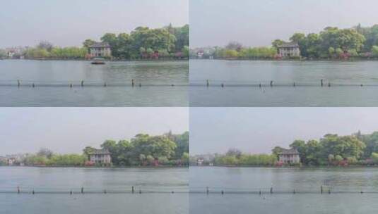 杭州西湖白堤 孤山 春天 桃红柳绿 延时高清在线视频素材下载